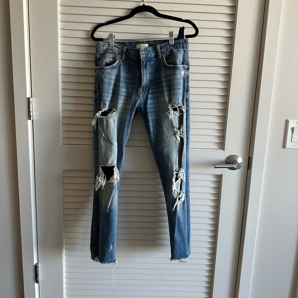 Zara ripped boot cut denim